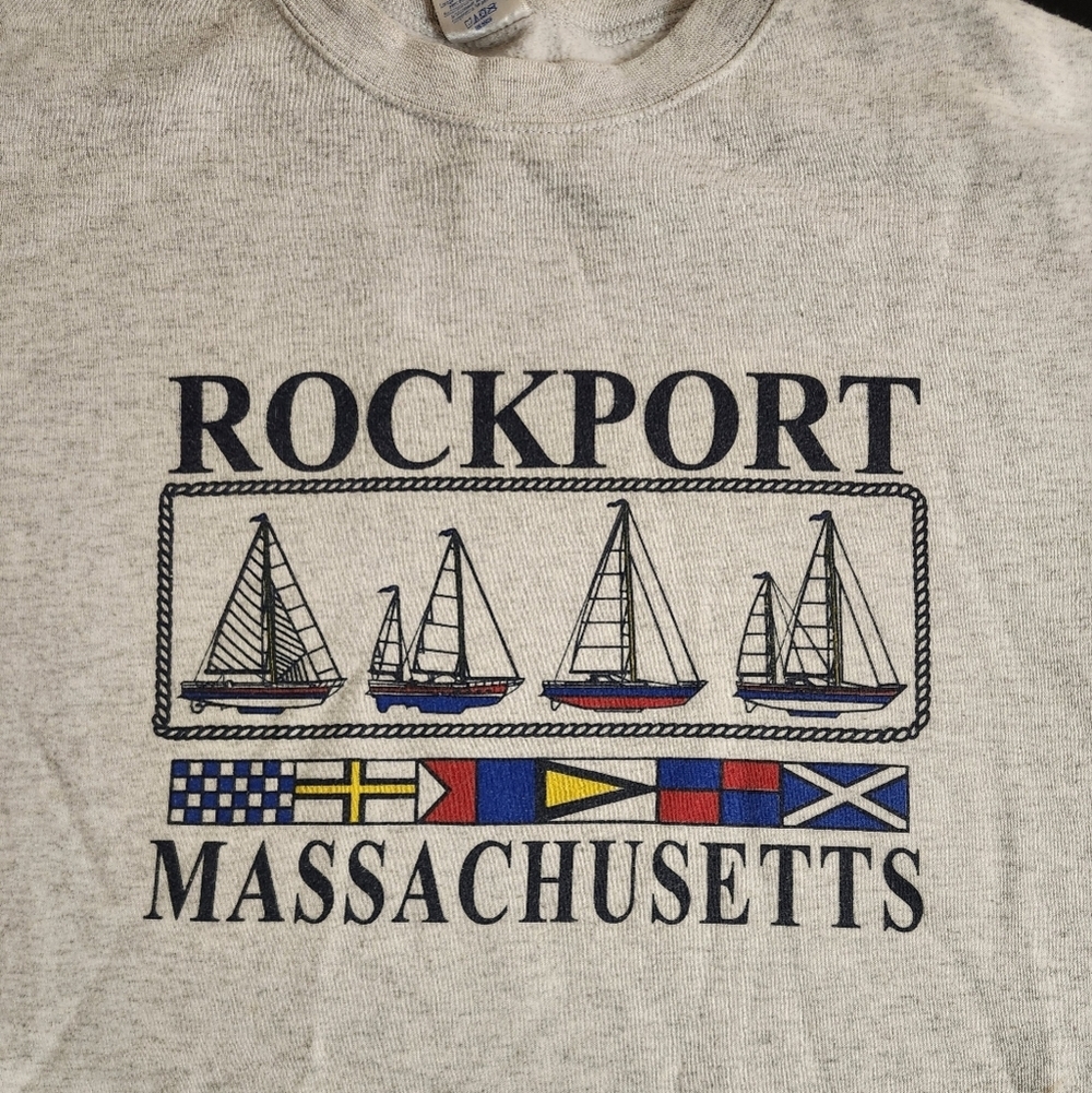 Vintage 1990s Y2K Rockport Massachusetts Crew Neck Sweater XL - Picture 2 of 5